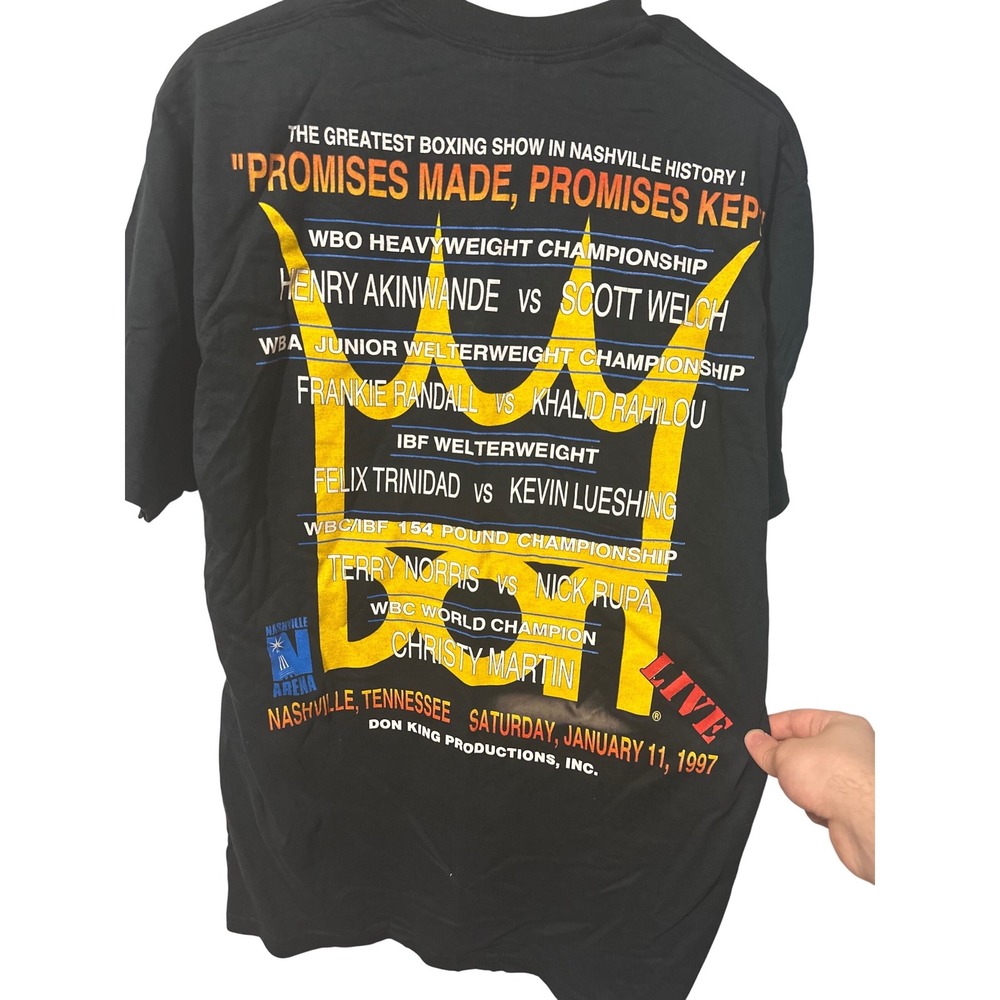 Vintage 1997 Championship Night Boxing T-Shirt Don King Felix Trinidad Jerzees L - Picture 3 of 3
